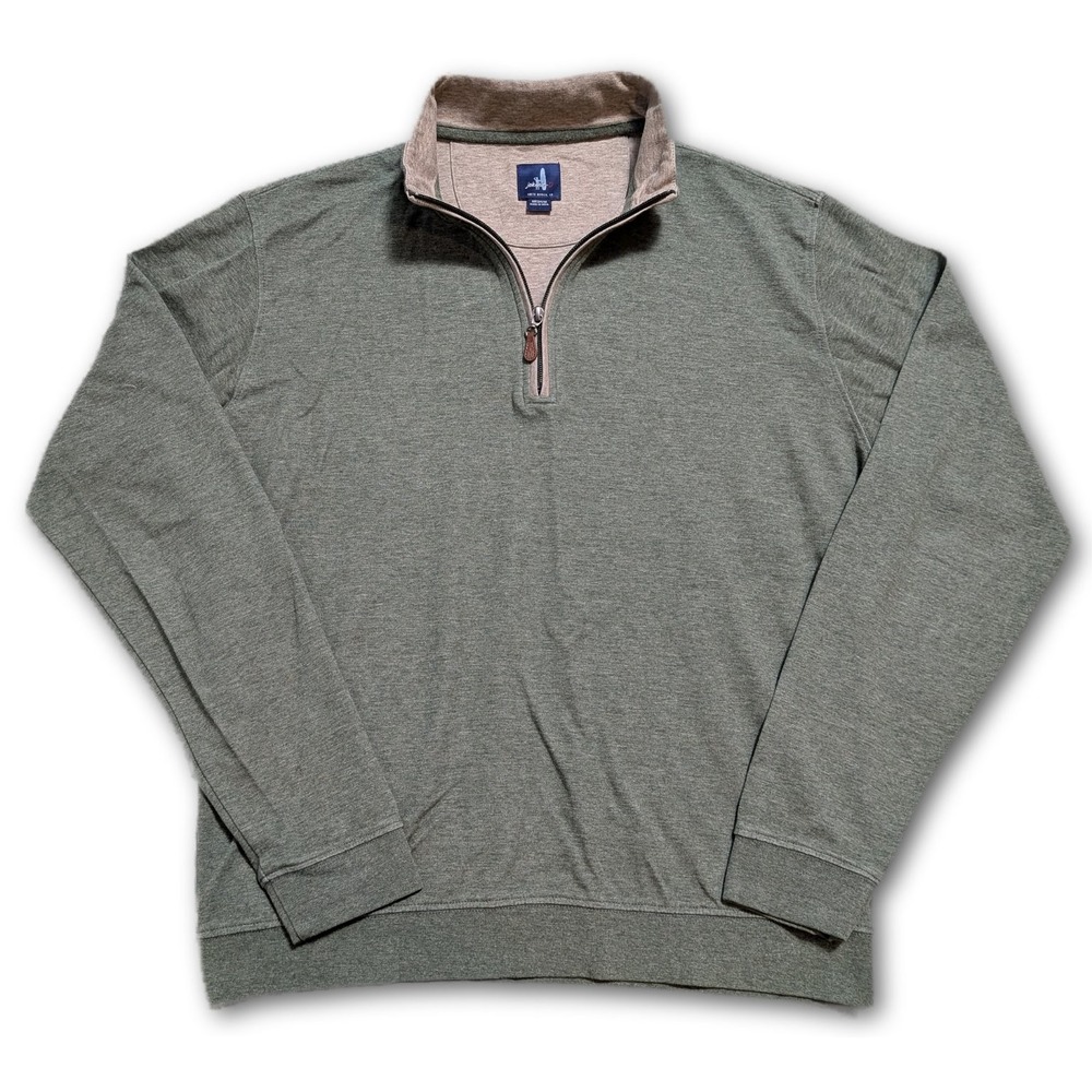 Johnnie-O Mens Sweater Sully Green M 1/4 Zip Ribbed Cuffs Hem Regular Medium